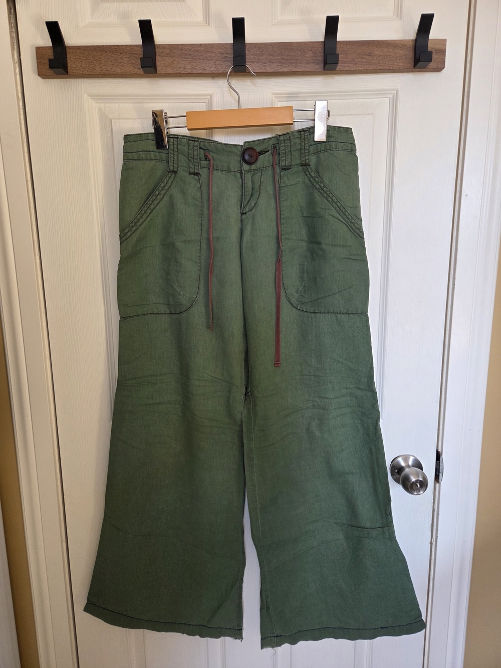 Free People Olive Green Wide-Leg Cargo Pants - Picture 2 of 11